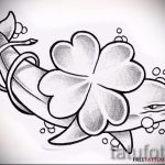 Прикольный вариант татуировки эскизы клевер – можно использовать для тату цветок клевера