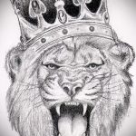 Стильный вариант татуировки эскиз лев с короной – можно использовать для тату лев с короной для мужчин