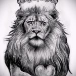 Интересный вариант тату эскиз лев с короной – можно использовать для тату лев с короной на ноге