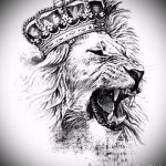 Прикольный вариант татуировки эскиз лев с короной – можно использовать для тату лев с короной реализм