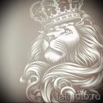 Оригинальный вариант татуировки эскиз лев с короной – можно использовать для тату лев с короной в бок