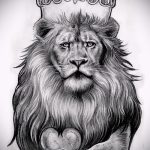 Уникальный вариант татуировки эскиз лев с короной – можно использовать для тату лев с короной на голове