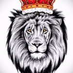 Оригинальный вариант тату эскиз лев с короной – можно использовать для тату лев с короной для девушек