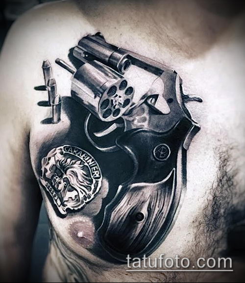 Фото тату револьвер (значение) - пример интересного рисунка тату - 034 tatufoto.com