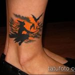 фото тату ведьма №797 - крутой вариант рисунка, который хорошо можно использовать для доработки и нанесения как тату ведьма на метле