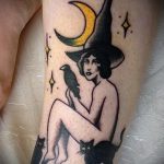фото тату ведьма №225 - классный вариант рисунка, который успешно можно использовать для преобразования и нанесения как тату ведьма мультик