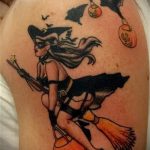 фото тату ведьма №427 - эксклюзивный вариант рисунка, который хорошо можно использовать для переделки и нанесения как тату ведьма инквизиция