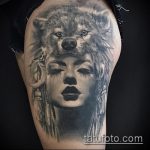 фото тату волчица №957 - интересный вариант рисунка, который успешно можно использовать для преобразования и нанесения как тату волчица на плече