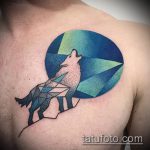 фото тату воющий волк №343 - интересный вариант рисунка, который легко можно использовать для преобразования и нанесения как тату воющий волк на лопатке