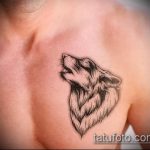 фото тату воющий волк №645 - классный вариант рисунка, который успешно можно использовать для доработки и нанесения как волк тату воет