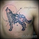 фото тату воющий волк №482 - прикольный вариант рисунка, который хорошо можно использовать для переделки и нанесения как тату воющий волк на предплечье