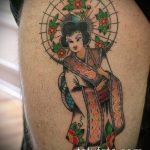 фото тату гейша №925 - эксклюзивный вариант рисунка, который успешно можно использовать для переделки и нанесения как тату японская гейша