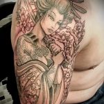 фото тату гейша №961 - интересный вариант рисунка, который удачно можно использовать для переработки и нанесения как тату гейша с черепом