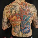 фото тату гейша №457 - эксклюзивный вариант рисунка, который легко можно использовать для доработки и нанесения как тату гейша с сакурой
