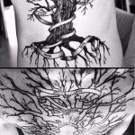 фото тату дерево №840 - крутой вариант рисунка, который удачно можно использовать для преобразования и нанесения как тату дерево на спине