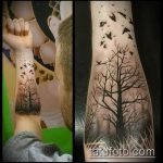 фото тату дерево №681 - интересный вариант рисунка, который легко можно использовать для переделки и нанесения как тату ветка дерева