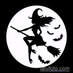 эскиз тату ведьма №269 - эксклюзивный вариант рисунка, который легко можно использовать для преобразования и нанесения как тату ведьма мультик