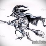 эскиз тату ведьма №911 - достойный вариант рисунка, который удачно можно использовать для переработки и нанесения как тату ведьма на руке
