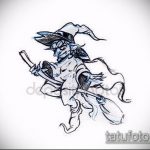 эскиз тату ведьма №995 - интересный вариант рисунка, который хорошо можно использовать для переделки и нанесения как тату ведьма на костре