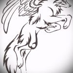 эскиз тату волчица №777 - крутой вариант рисунка, который хорошо можно использовать для переделки и нанесения как тату волчица на девушке