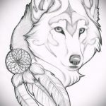 эскиз тату волчица №58 - крутой вариант рисунка, который легко можно использовать для доработки и нанесения как тату волчица и пряности