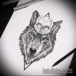эскиз тату волчица №925 - крутой вариант рисунка, который удачно можно использовать для переделки и нанесения как тату волчица и пряности