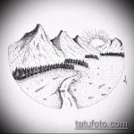 эскиз тату горы №705 - крутой вариант рисунка, который хорошо можно использовать для доработки и нанесения как тату природа горы