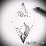 эскиз тату горы №457 - прикольный вариант рисунка, который легко можно использовать для переработки и нанесения как тату горы геометрия
