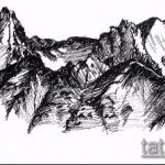 эскиз тату горы №84 - классный вариант рисунка, который хорошо можно использовать для доработки и нанесения как тату горы рука