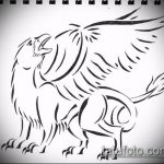 эскиз тату грифон №452 - достойный вариант рисунка, который успешно можно использовать для переделки и нанесения как тату грифон птица