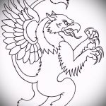 эскиз тату грифон №315 - уникальный вариант рисунка, который хорошо можно использовать для переделки и нанесения как тату грифон на запястье