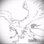 эскиз тату грифон №980 - классный вариант рисунка, который хорошо можно использовать для преобразования и нанесения как тату грифон птица