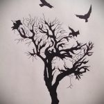 эскиз тату дерево №803 - интересный вариант рисунка, который хорошо можно использовать для переделки и нанесения как тату дерево дуб