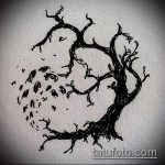 эскиз тату дерево №46 - крутой вариант рисунка, который хорошо можно использовать для преобразования и нанесения как тату деревья лес
