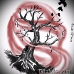 эскиз тату дерево №360 - крутой вариант рисунка, который удачно можно использовать для преобразования и нанесения как тату дерево сосна