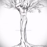 эскиз тату дерево №444 - классный вариант рисунка, который хорошо можно использовать для доработки и нанесения как тату дерево чб