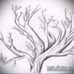 эскиз тату дерево №18 - прикольный вариант рисунка, который успешно можно использовать для доработки и нанесения как тату дерево и луна