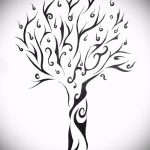 эскиз тату дерево №359 - интересный вариант рисунка, который удачно можно использовать для преобразования и нанесения как тату ветка дерева