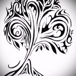 эскиз тату дерево №101 - крутой вариант рисунка, который легко можно использовать для переделки и нанесения как тату дерево чб