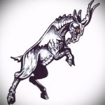 эскиз тату козел №897 - классный вариант рисунка, который хорошо можно использовать для переделки и нанесения как тату козел ест траву