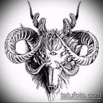 эскиз тату козел №573 - эксклюзивный вариант рисунка, который хорошо можно использовать для преобразования и нанесения как тату козел на запястье