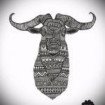 эскиз тату козел №307 - уникальный вариант рисунка, который удачно можно использовать для доработки и нанесения как тату козел ест траву