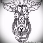 эскиз тату козел №239 - классный вариант рисунка, который хорошо можно использовать для переделки и нанесения как тату козел ест траву