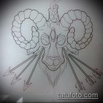 эскиз тату козел №816 - прикольный вариант рисунка, который хорошо можно использовать для переделки и нанесения как тату череп козла
