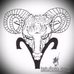 эскиз тату козел №363 - интересный вариант рисунка, который удачно можно использовать для преобразования и нанесения как тату череп козла