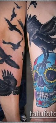 ворон на черепе тату (значение) — пример интересного рисунка тату — 058 tatufoto.com