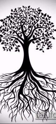тату дерево с корнями (значение) — пример интересного рисунка тату — 005 tatufoto.com