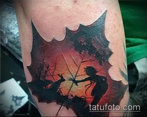 тату лист фото (значение) - пример интересного рисунка тату - 055 tatufoto.com