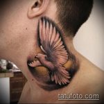фото тату голубь №725 - эксклюзивный вариант рисунка, который легко можно использовать для переделки и нанесения как тату голубь на руке