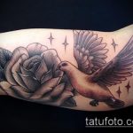 фото тату голубь №185 - прикольный вариант рисунка, который успешно можно использовать для переработки и нанесения как тату голубь на руке